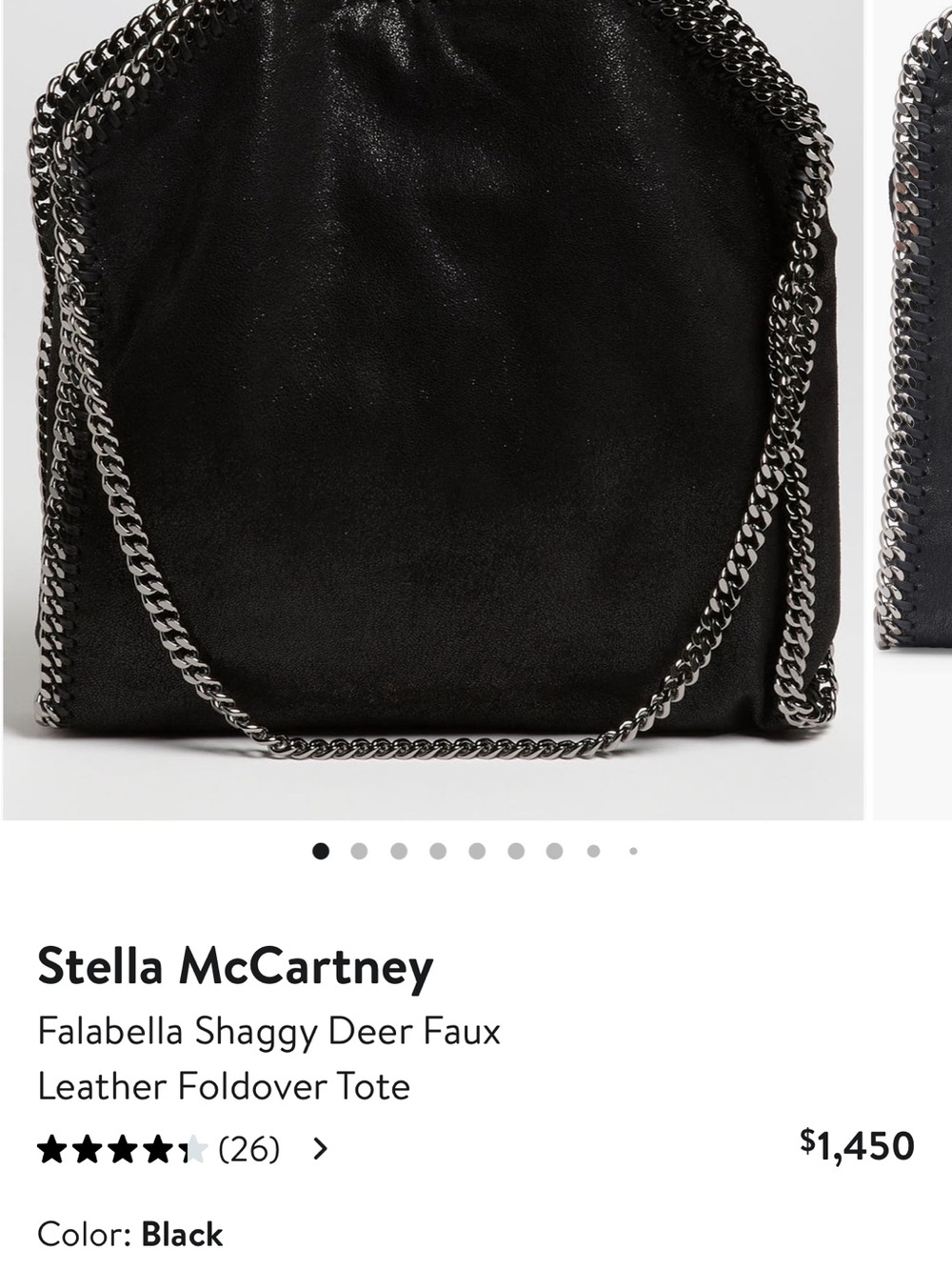 Stella McCartney Black Falabella Foldover Tote with Chain Trim -  Black
